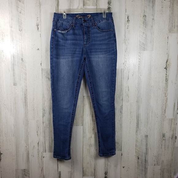 Seven7 medium wash high waist skinny denim jeans women's size 12 - Picture 1 of 13